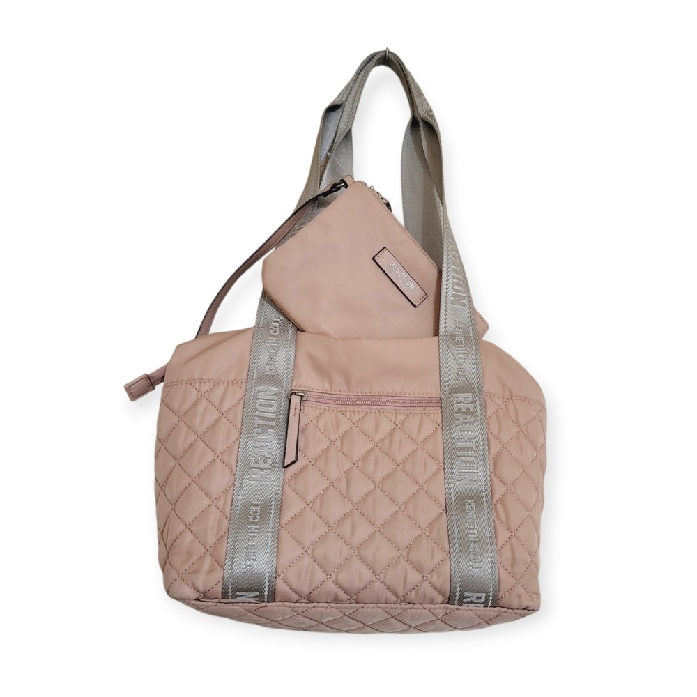 Kenneth Cole Reaction Women OS Quilted Nylon Tote Pouch Set Pink Travel Coquette